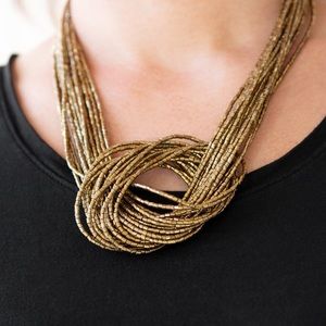 Paparazzi Knotted Knockout - Brass - Seed Beads